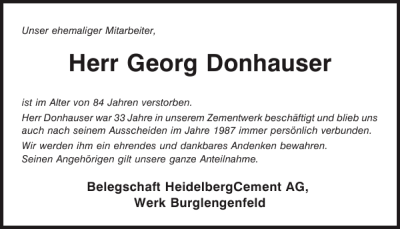 Traueranzeigen Von Georg Donhauser Mittelbayerische Trauer