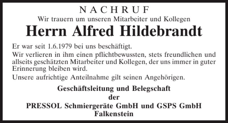 Traueranzeigen Von Hildebrandt Alfred Mittelbayerische Trauer