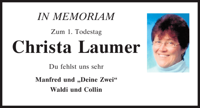 Traueranzeigen Von Christa Laumer Mittelbayerische Trauer