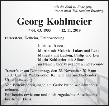 Traueranzeigen Von Georg Kohlmeier Mittelbayerische Trauer