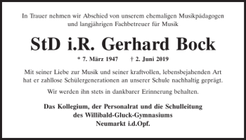 Traueranzeigen Von Gerhard Bock Mittelbayerische Trauer