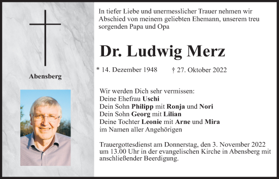 Traueranzeigen Von Ludwig Merz Mittelbayerische Trauer