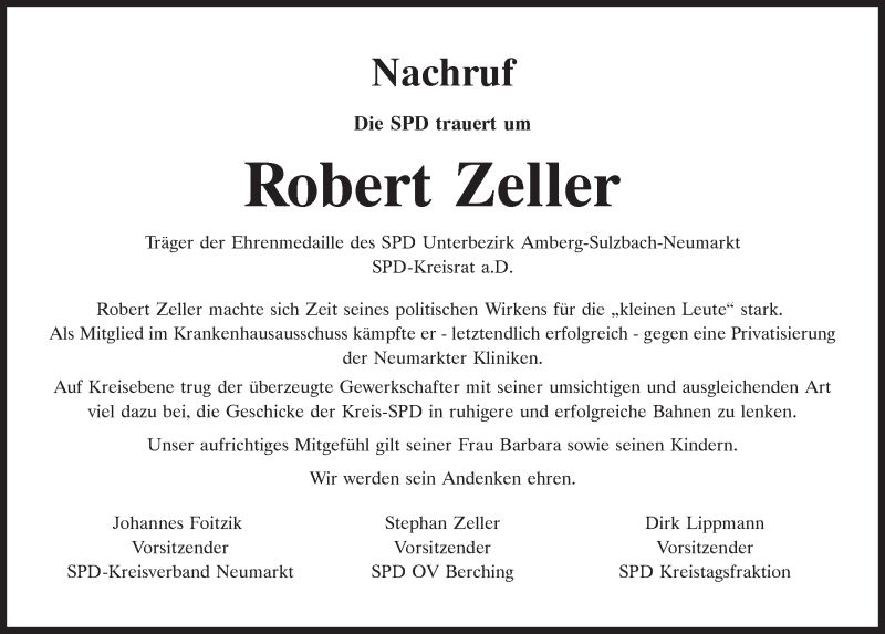 Traueranzeigen Von Robert Zeller Mittelbayerische Trauer