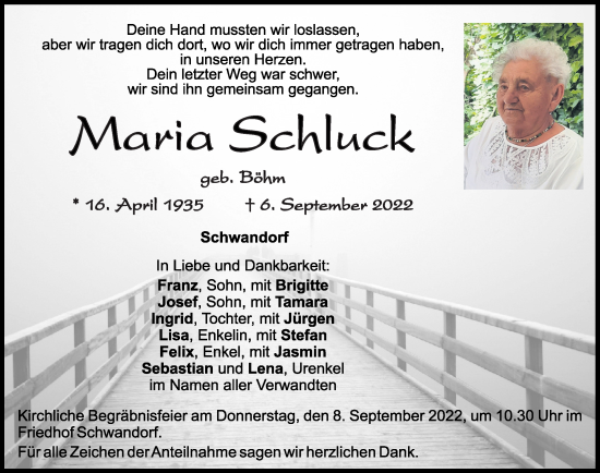 Traueranzeigen Von Maria Schluck Mittelbayerische Trauer