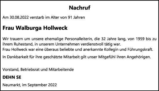 Traueranzeigen Von Walburga Hollweck Mittelbayerische Trauer