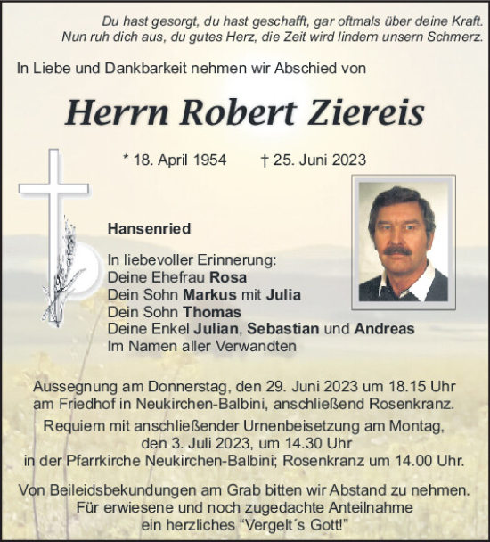 Traueranzeigen Von Robert Ziereis Mittelbayerische Trauer