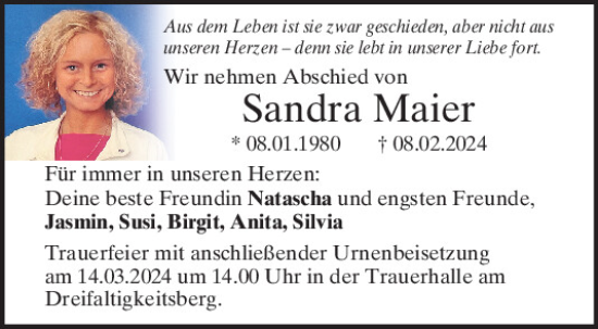 Traueranzeigen Von Sandra Maier Mittelbayerische Trauer