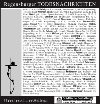 Traueranzeige von Regensburger TODESNACHRICHTEN von Mittelbayerische Zeitung