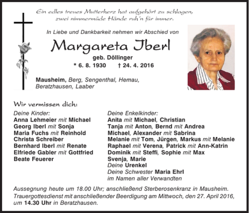 Traueranzeigen Von Margareta Dendorfer Mittelbayerische Trauer My Xxx