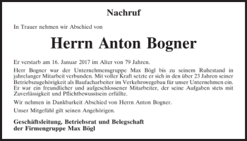 Traueranzeige von Anton Bogner von Neumarkter Tagblatt