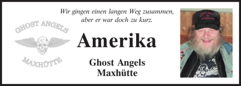  Traueranzeige für Amerika  vom 20.04.2017 aus Mittelbayerische Zeitung Gesamtausgabe