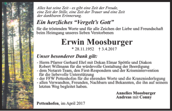 Traueranzeige von Erwin Moosburger von Neumarkter Tagblatt