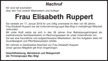 Traueranzeige von Elisabeth Ruppert von Neumarkter Tagblatt