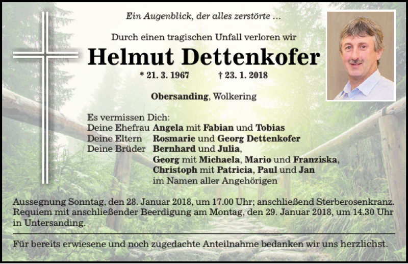  Traueranzeige für Helmut Dettenkofer vom 26.01.2018 aus Mittelbayerische Zeitung Regensburg