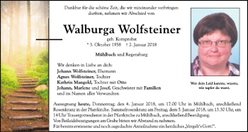 Traueranzeige von Walburga Wolfsteiner von Neumarkter Tagblatt