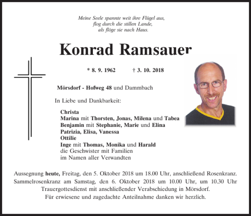  Traueranzeige für Konrad Ramsauer vom 05.10.2018 aus Neumarkter Tagblatt