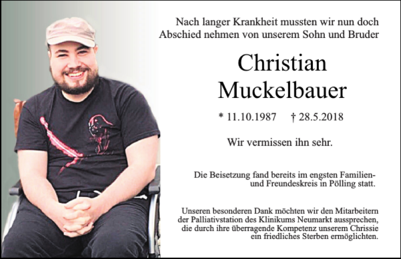  Traueranzeige für Christian Muckelbauer vom 06.06.2018 aus Neumarkter Tagblatt