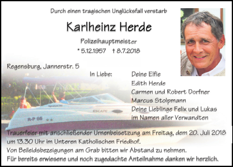  Traueranzeige für Karlheinz Herde vom 14.07.2018 aus Mittelbayerische Zeitung Regensburg