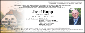 Traueranzeige von Josef Rupp von Neumarkter Tagblatt