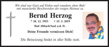 Traueranzeige von Bernd Herzog von Mittelbayerische Zeitung Kelheim