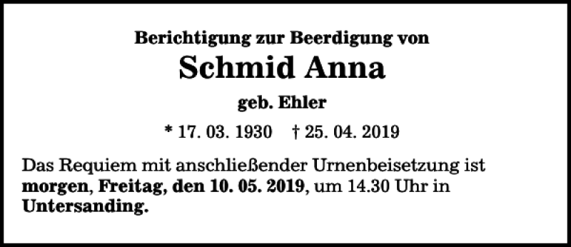 Traueranzeigen Von Anna Schmid | Mittelbayerische Trauer