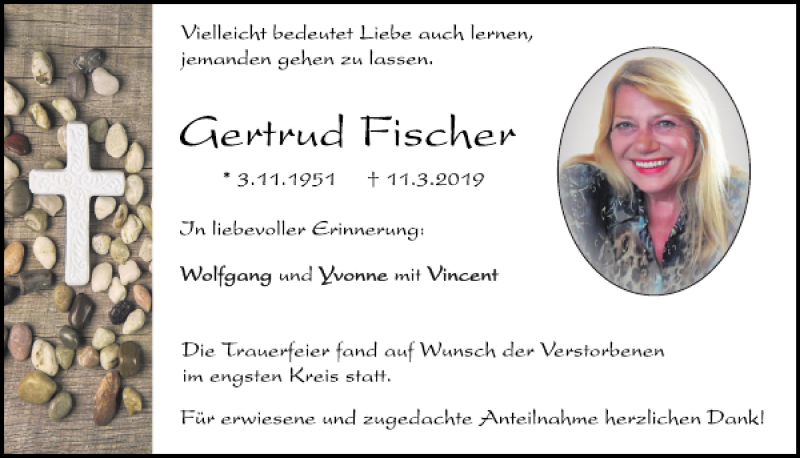  Traueranzeige für Gertrud Fischer vom 04.05.2019 aus Neumarkter Tagblatt