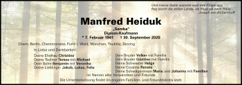 Traueranzeige von Manfred Heiduk von Bayerwald Echo