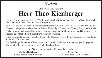 Traueranzeige von Theo Kienberger von Bayerwald Echo