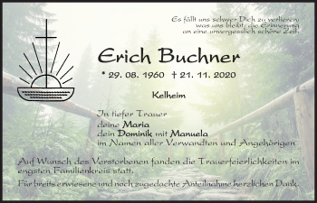 Traueranzeige von Erich Buchner von Mittelbayerische Zeitung Kelheim