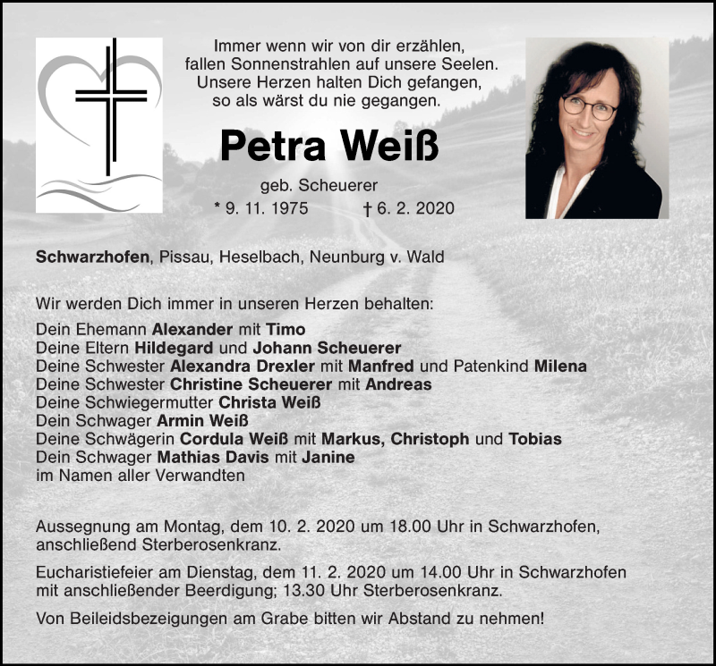 Traueranzeigen von Petra Weiß