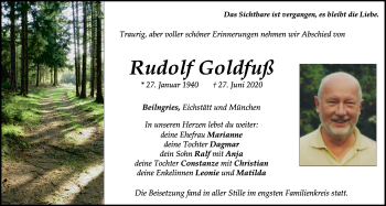 Traueranzeige von Rudolf Goldfuß von Neumarkter Tagblatt