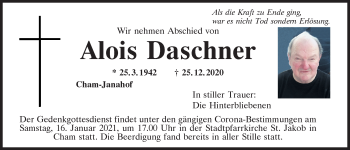 Traueranzeige von Alois Daschner von Bayerwald Echo