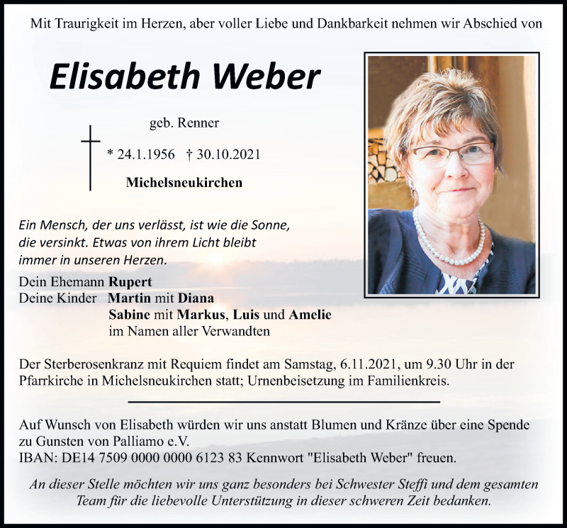  Traueranzeige für Elisabeth Weber vom 04.11.2021 aus Bayerwald Echo