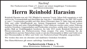 Traueranzeige von Reinhold Harasim von Bayerwald Echo