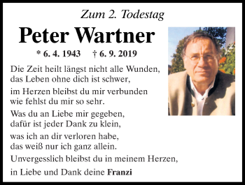 Traueranzeige von Peter Wartner von Mittelbayerische Zeitung Regensburg