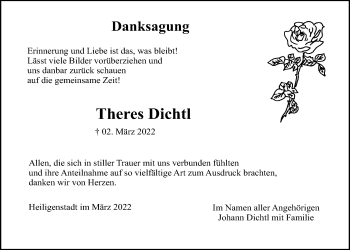 Traueranzeige von Theres Dichtl von Mittelbayerische Zeitung Kelheim