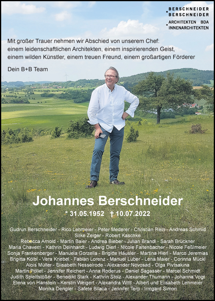  Traueranzeige für Johannes Berschneider vom 13.07.2022 aus Neumarkter Tagblatt