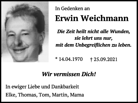 Traueranzeige von Erwin Weichmann von Mittelbayerische Zeitung Regensburg