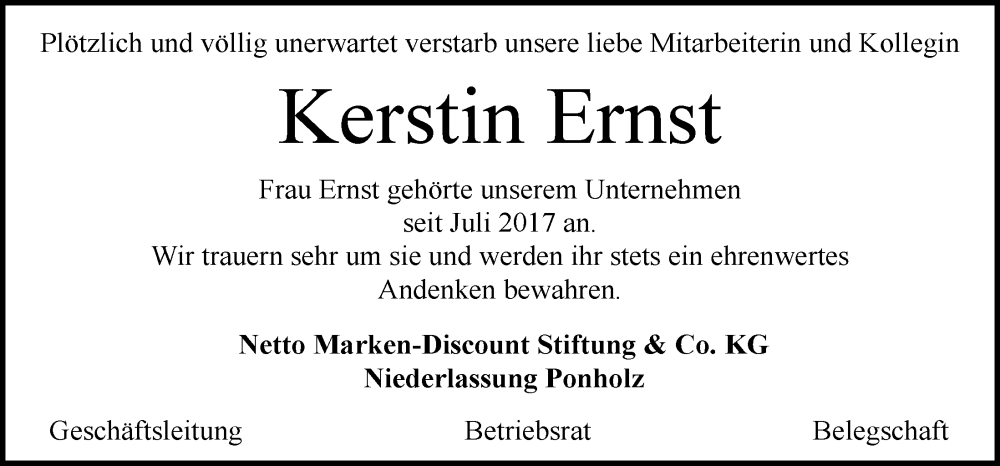  Traueranzeige für Kerstin Ernst vom 10.09.2022 aus Mittelbayerische Zeitung Regensburg