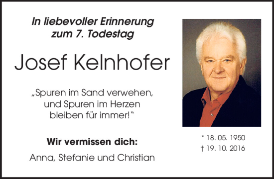 Traueranzeige von Josef Kelnhofer von Mittelbayerische Zeitung Regensburg