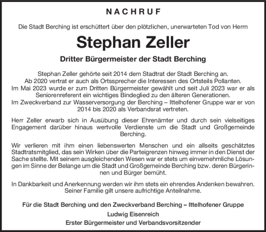 Traueranzeige von Stephan Zeller von Neumarkter Tagblatt