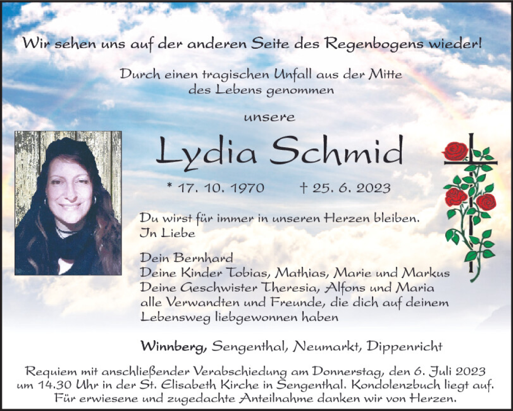  Traueranzeige für Lydia Schmid vom 04.07.2023 aus Neumarkter Tagblatt