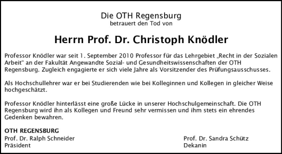 Traueranzeige von Christoph Knödler von Mittelbayerische Zeitung Regensburg
