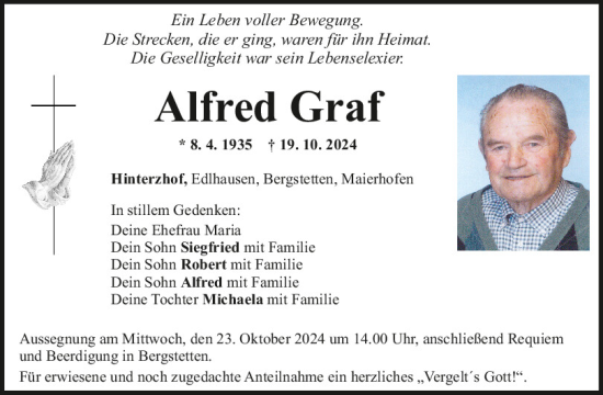 Traueranzeige von Alfred Graf von Mittelbayerische Zeitung Regensburg