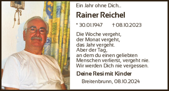 Traueranzeige von Rainer Reichel von Neumarkter Tagblatt