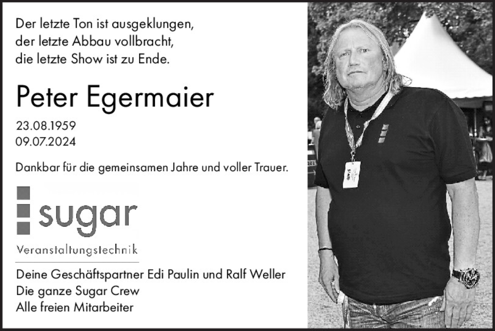  Traueranzeige für Peter Egermaier vom 27.07.2024 aus Mittelbayerische Zeitung Regensburg