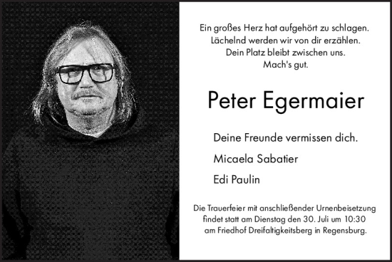Traueranzeige von Peter Egermaier von Mittelbayerische Zeitung Regensburg