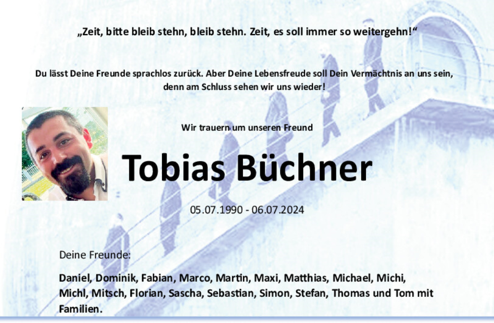  Traueranzeige für Tobias Büchner vom 20.07.2024 aus Mittelbayerische Zeitung Schwandorf