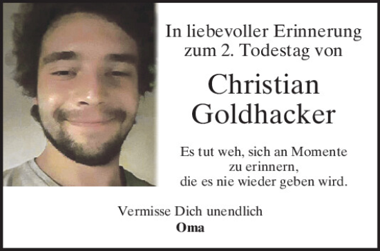 Traueranzeige von Christian Goldhacker von Mittelbayerische Zeitung Regensburg