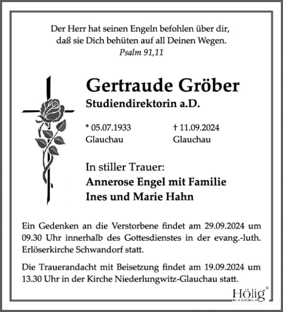 Traueranzeige von Gertraude Gröber von Mittelbayerische Zeitung Schwandorf